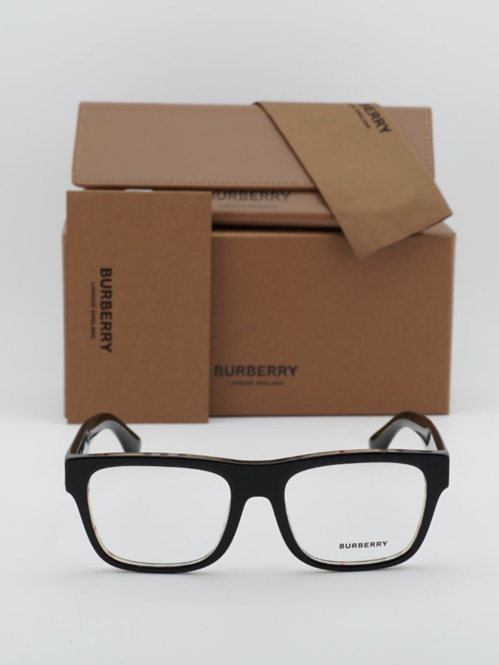 Burberry BE2411 4121 Rectangle Eyeglasses 53mm - Black on Vintage Check - Picture 6 of 11